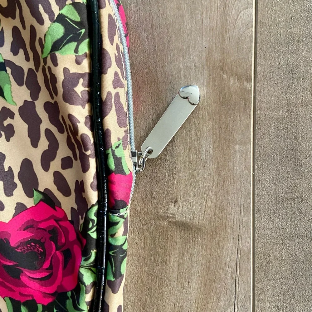 Vintage Betsey Johnson IPad, Laptop Padded Leopard and Roses Case Bag ,15” x 13